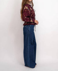 SEA Edwina Top in burgundy - women's blouse - detail view