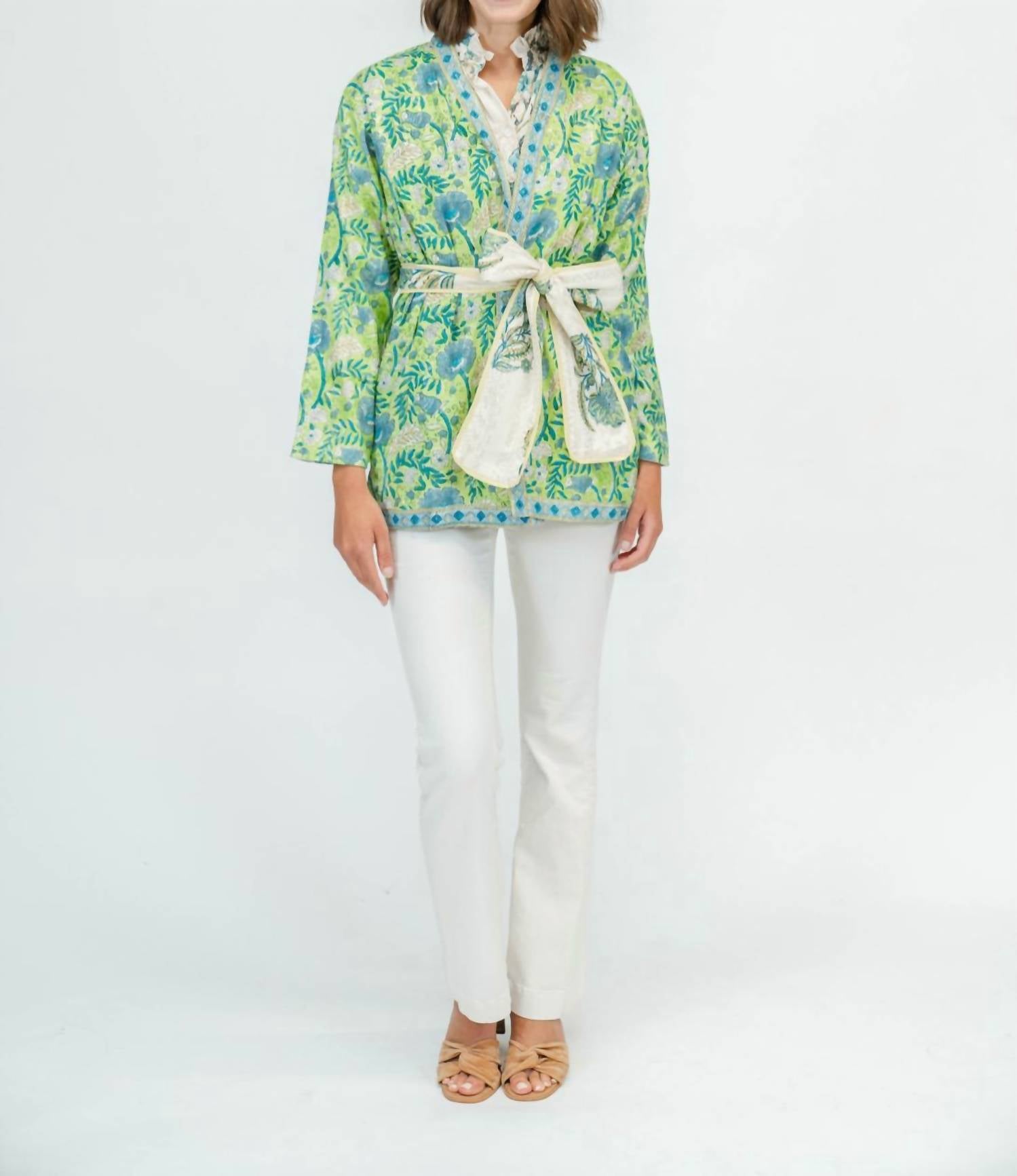 Clara the Label Anise Wrap Top in sweetgrass - women's blouse - view 4