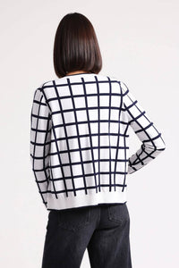Minnie Rose - Windowpane V-neck Cardigan
