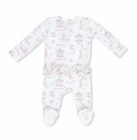 Angel Dear - Kids Carousel With Bows 2 Way Ruffle Back Zipper Footie