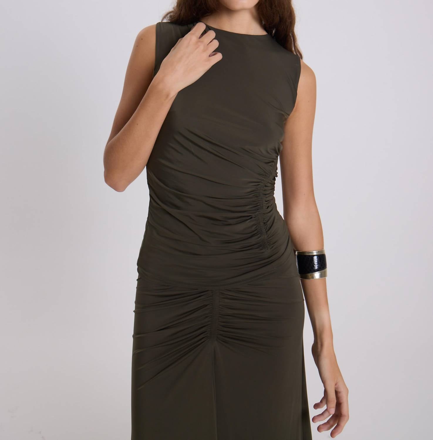 Maria Cher Woodland Belle Sleeveless Top in green - women's blouse - detail view