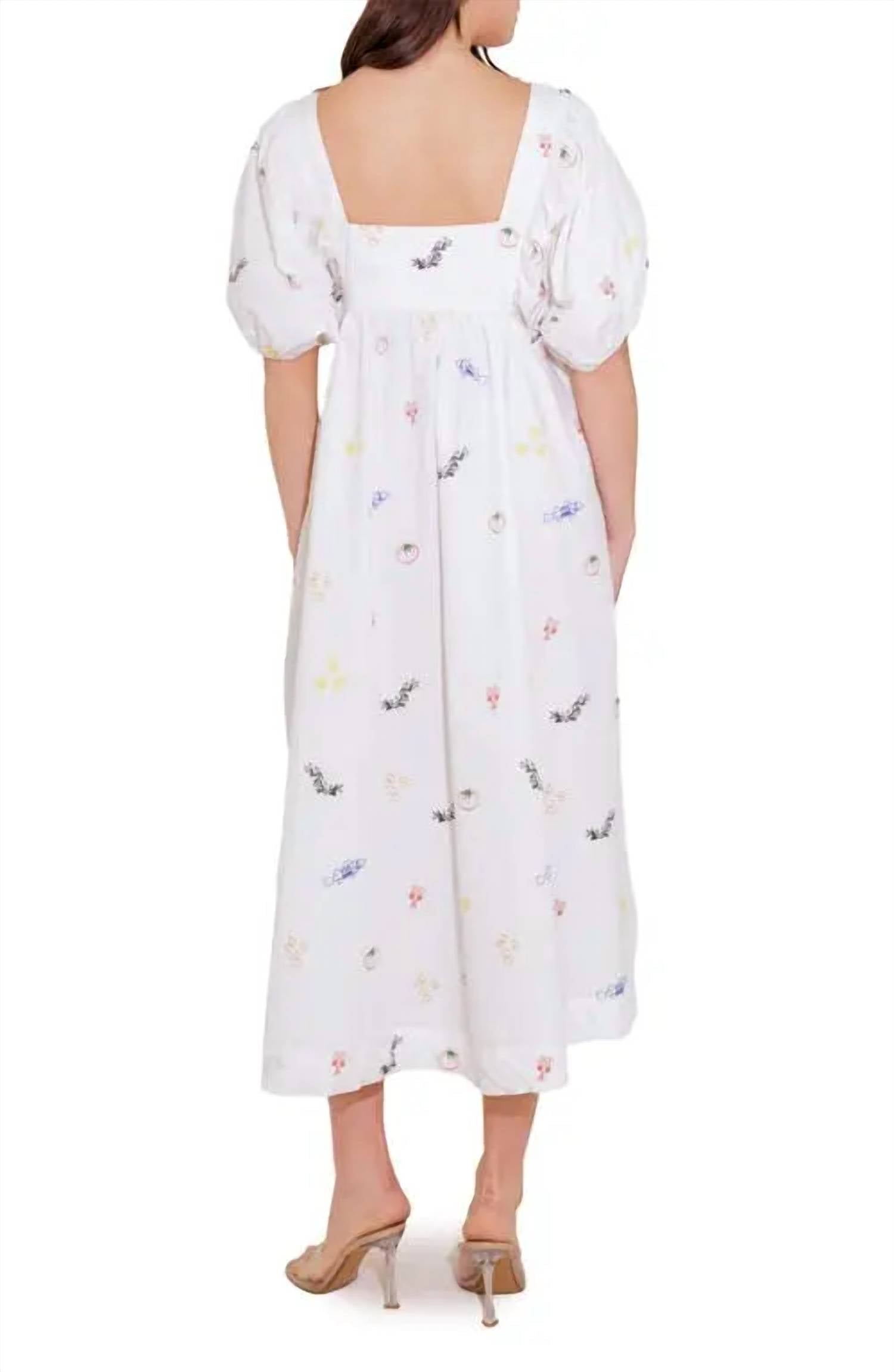 FLYING TOMATO Italian Printed Woven Dress in white - women's dress - view 4