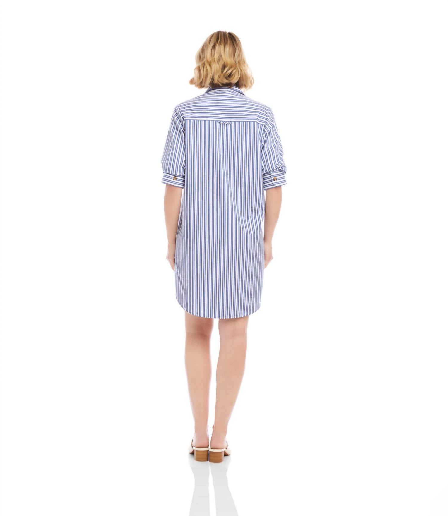 Karen Kane - Stripe Ruched Sleeve Shirtdress