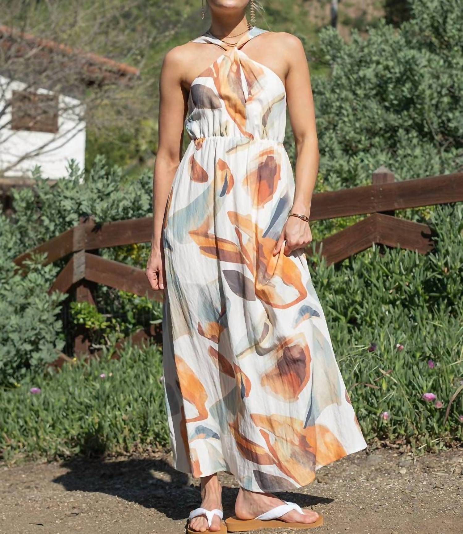 Illa Illa - Coastal Canvas Halter Maxi Dress