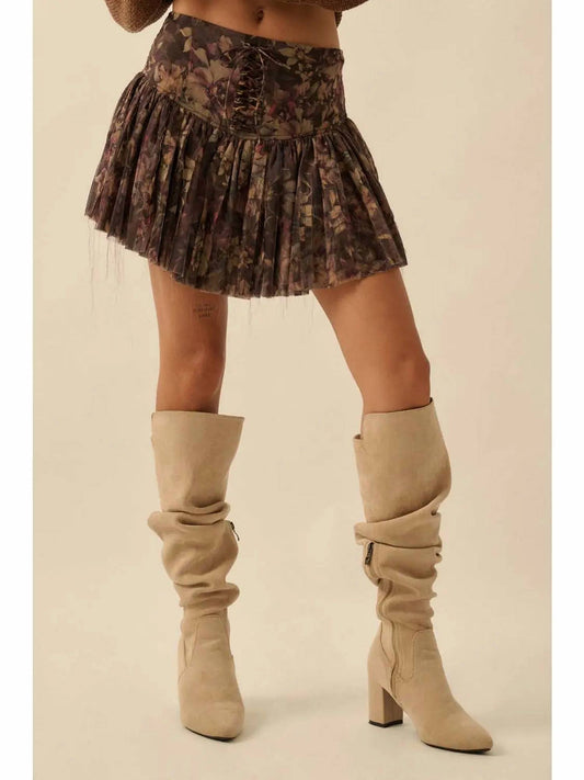 Promesa - Blossoming Bliss Floral Drop-waist Mini Skort