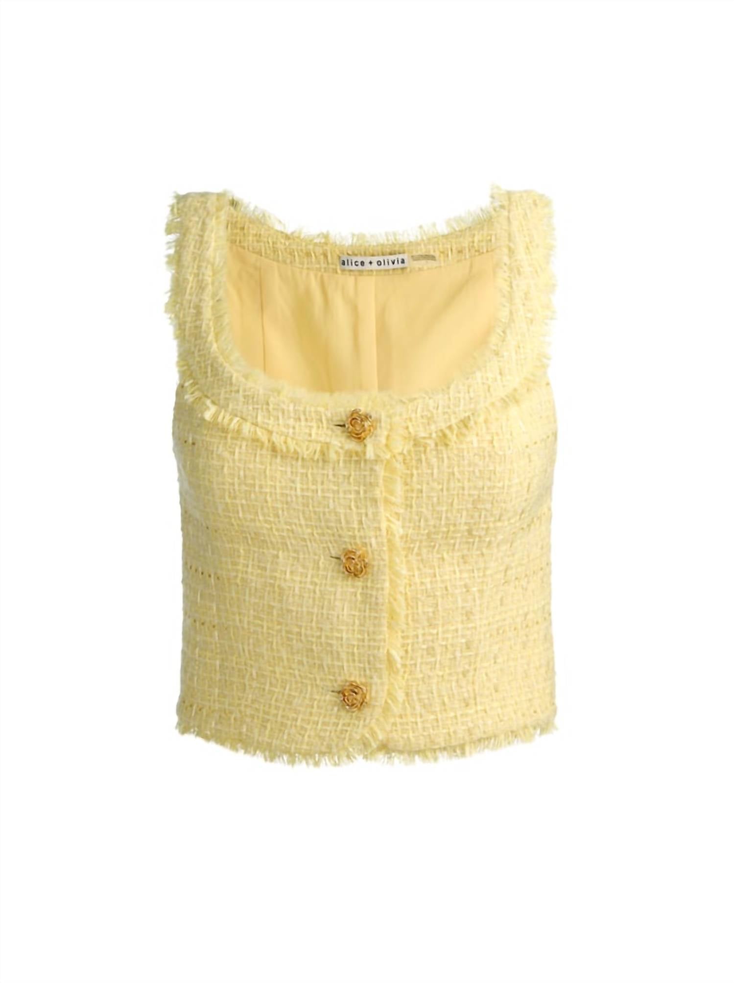 alice + olivia Shila Corset Top in yellow - women's shirt - view 6