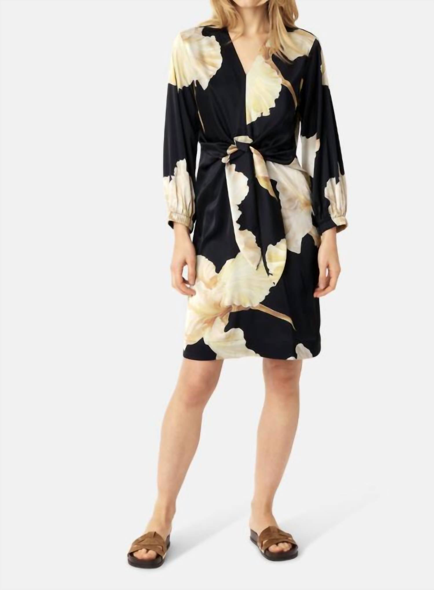 Karmamia FAYE MINI DRESS in gold maxi flower - women's dress