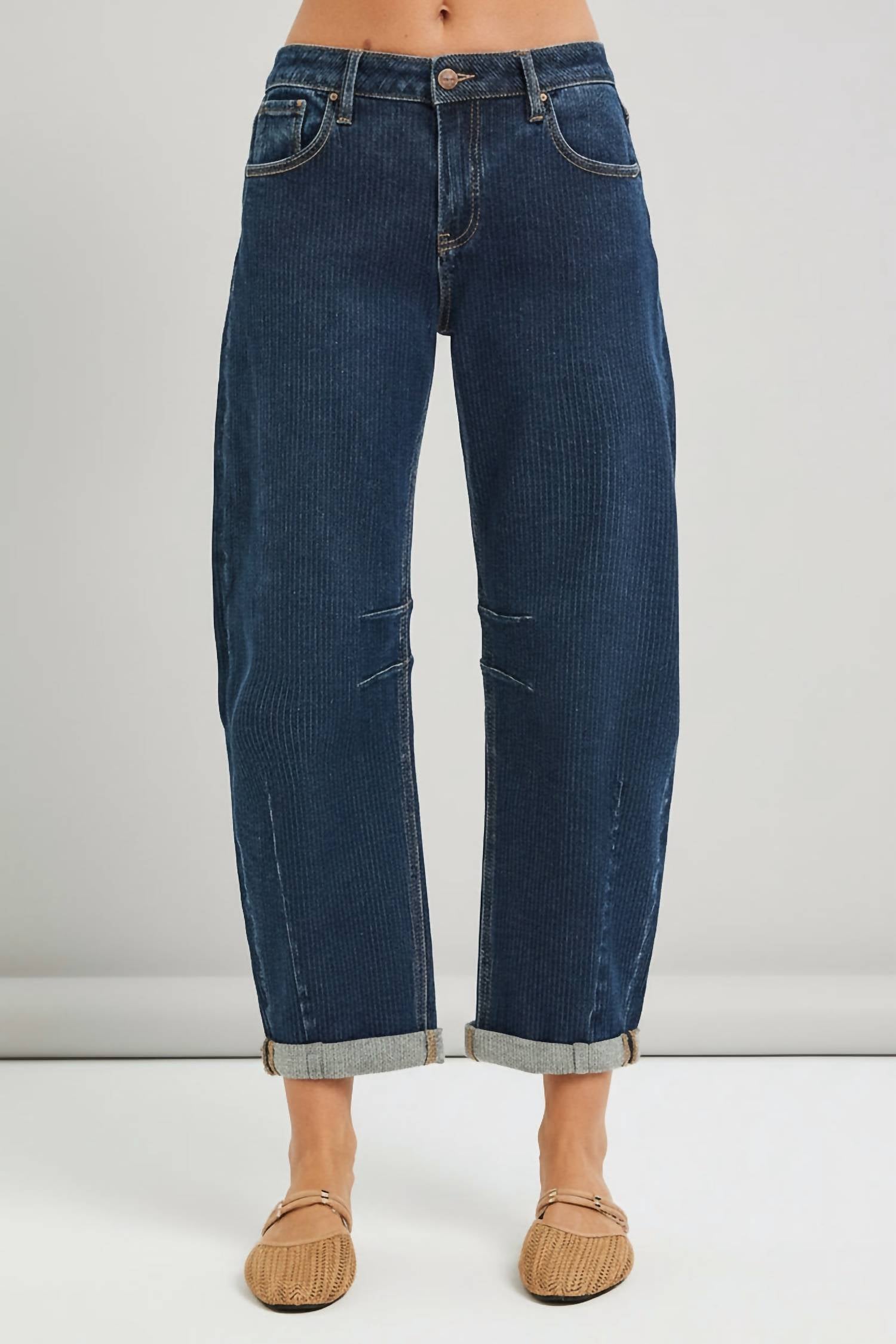 RISEN Slouch & Stitch Barrel Jeans in dark wash - women's jeans