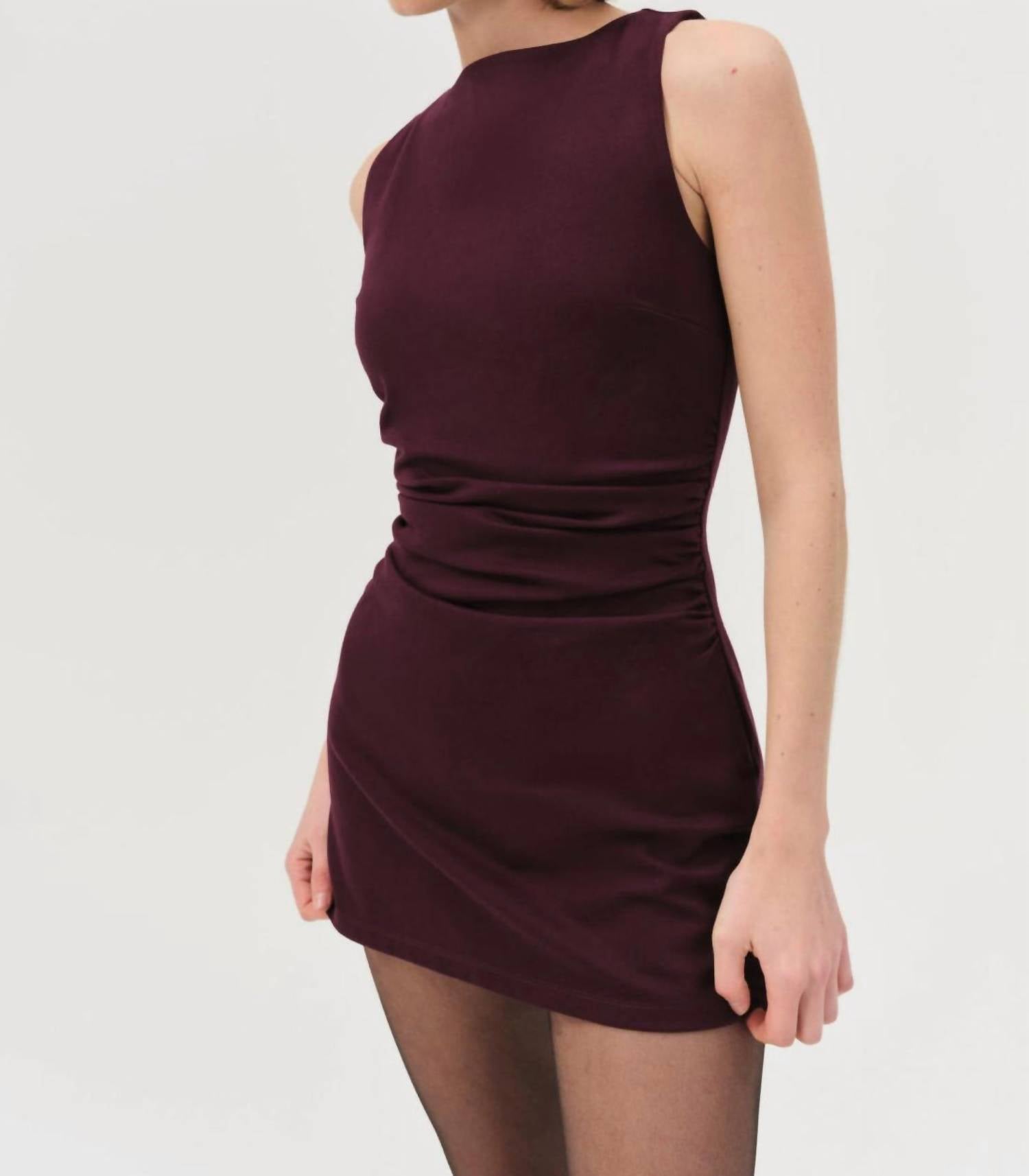for Love & Lemons Pauline Mini Dress in burgundy - women's dress - detail view