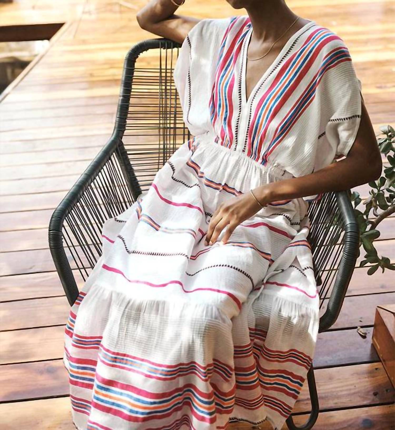 Lemlem - Leila Plunge Midi Dress
