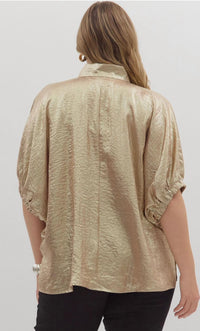 entro Metallic V-neck Blouse in gold - women's blouse - view 4