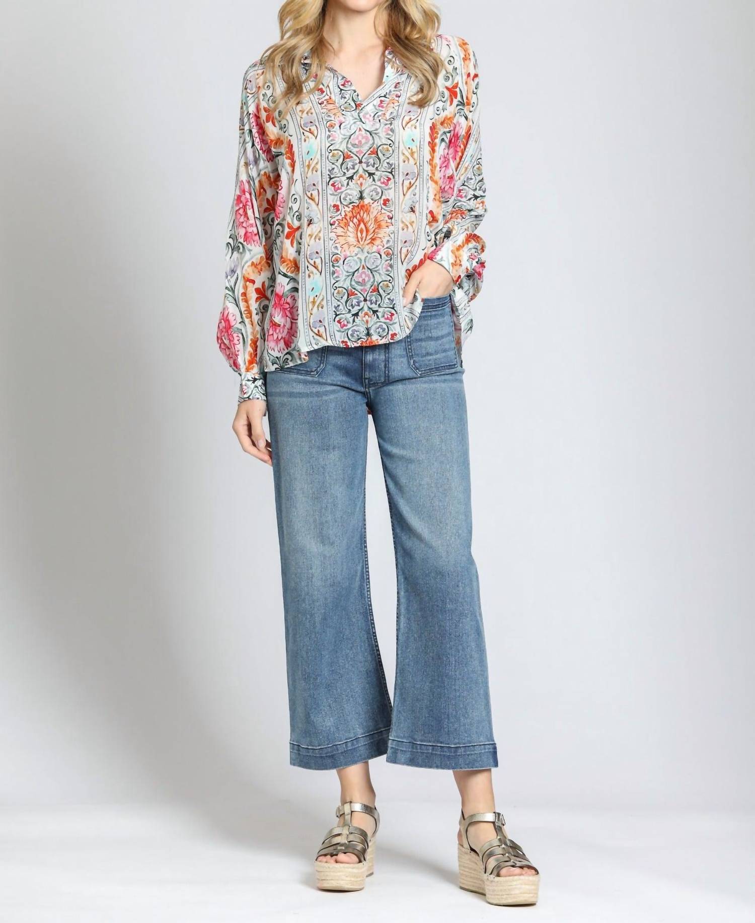 Apny - Half-placket Pullover Blouse