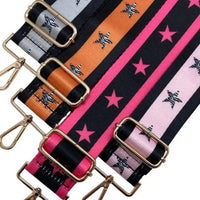 Cthru Women's Adjustable Crossbody Bag Purse Guitar Strap in black grey stars and stripes - women's item - alternate view