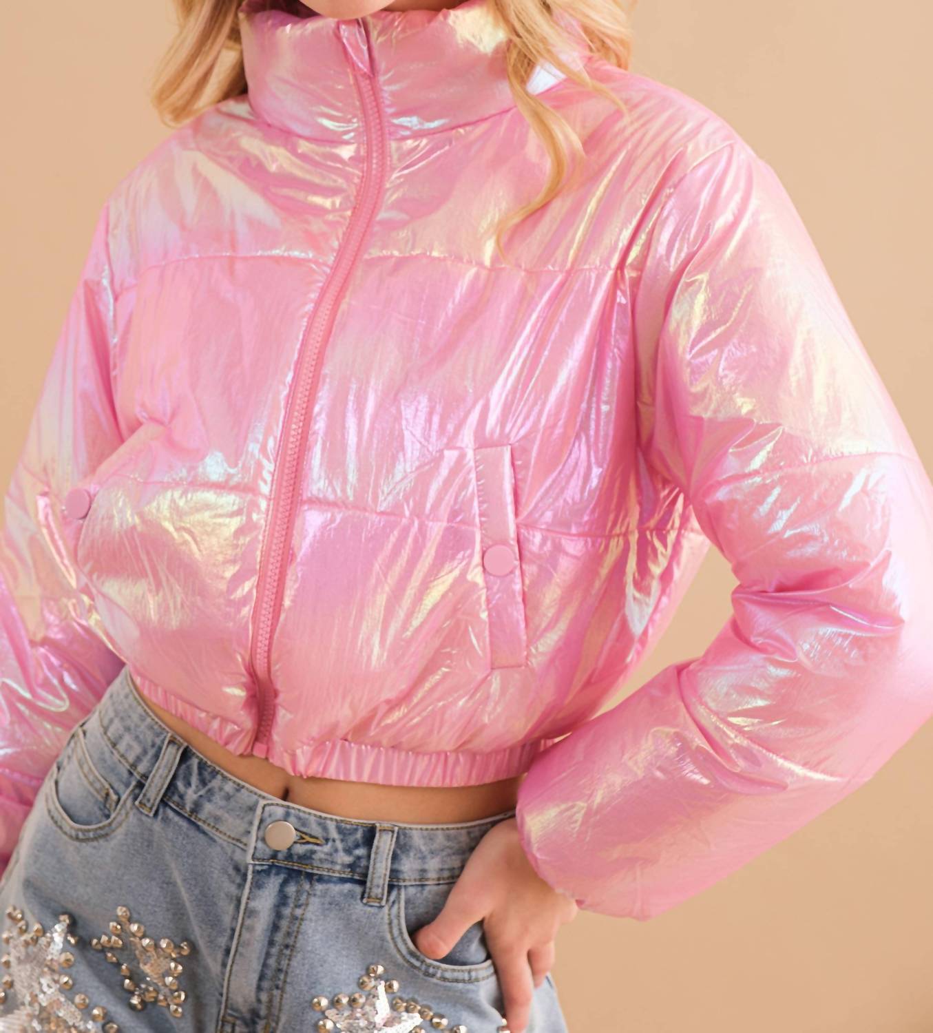 Blue B - Stargirl Metallic Puffer Jacket