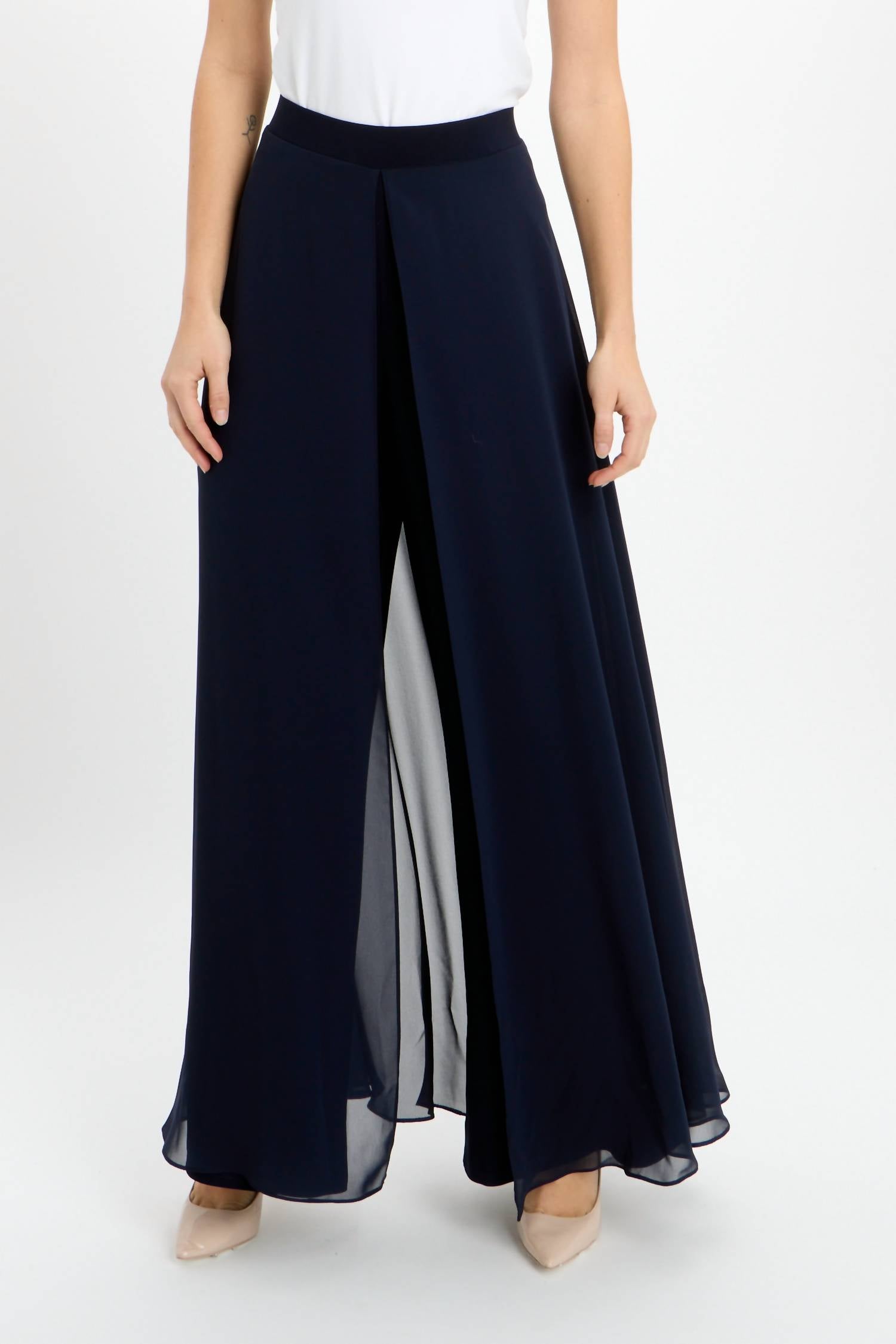 Joseph Ribkoff Elegant Sheer Overlay Pants in black - women's pants