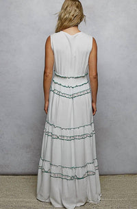 Pol - V Neck Ruffle Woven Sleeveless Long Dress