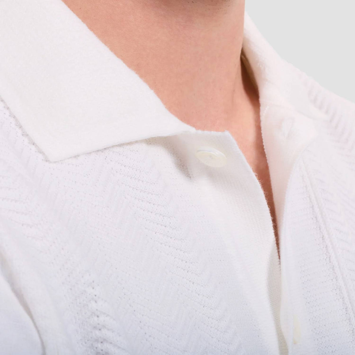 Bugatchi Uomo - Chevron Button-front Short-sleeve Polo Sweater