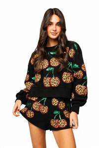 Queen Of Sparkles - Leopard Cherry Sweatshirt