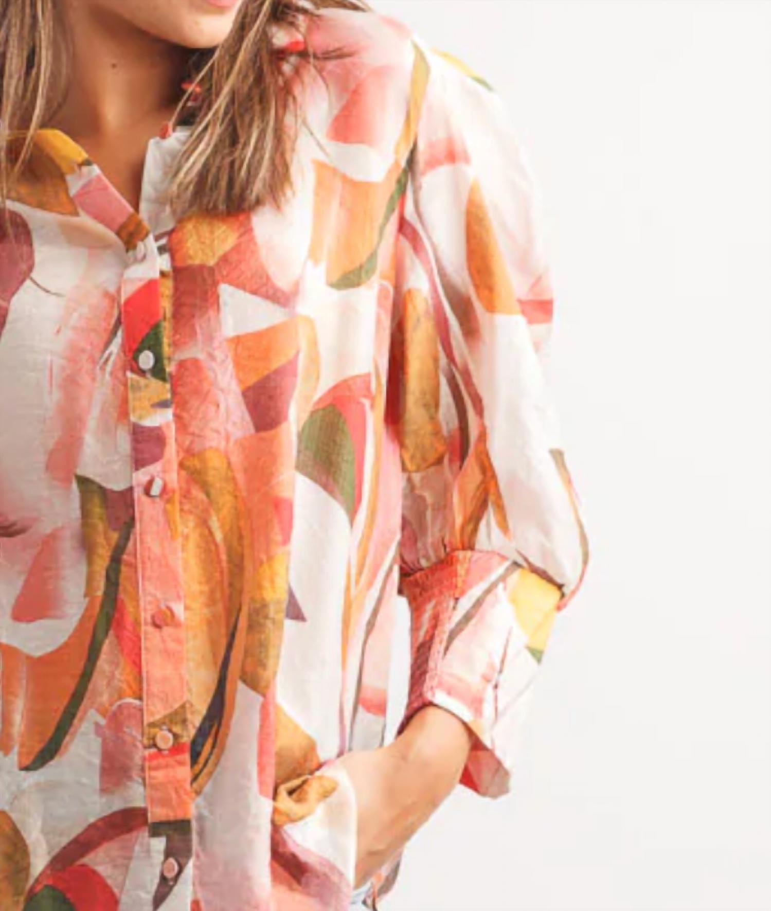 Papillon - Geo Print Shirt With Balloon Sleeves