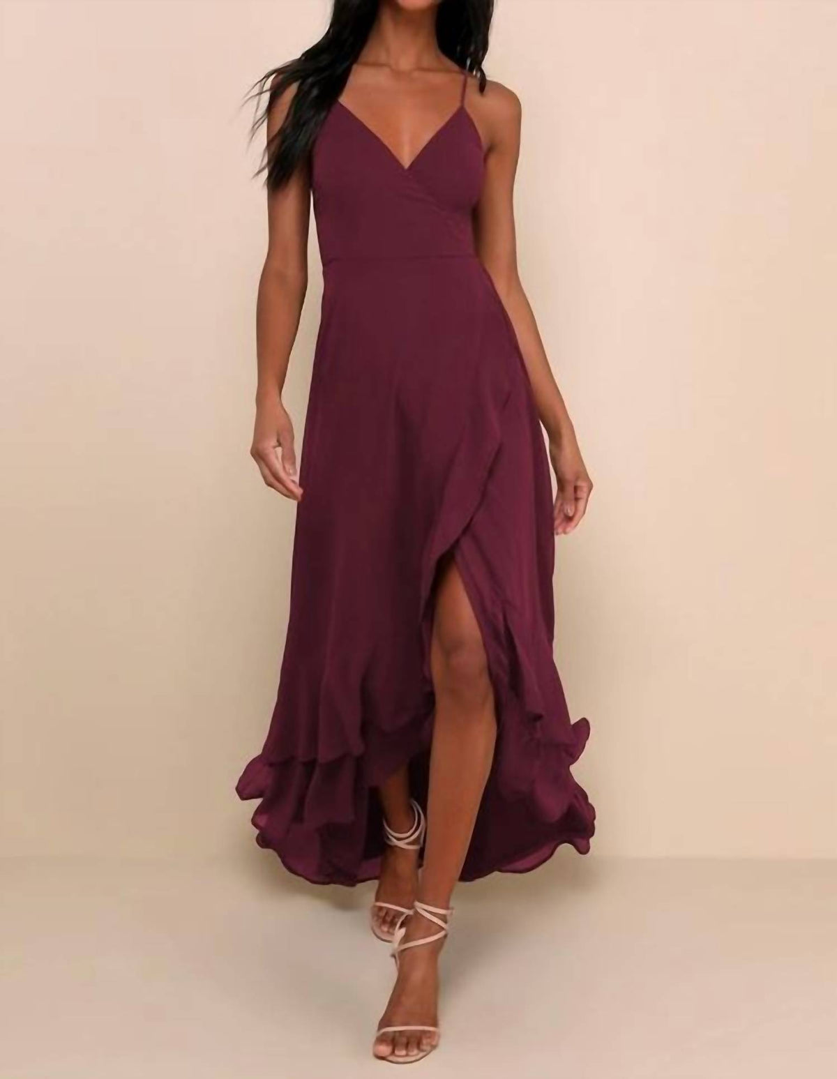 Lulus - In Love Forever Lace-up High-low Maxi Dress