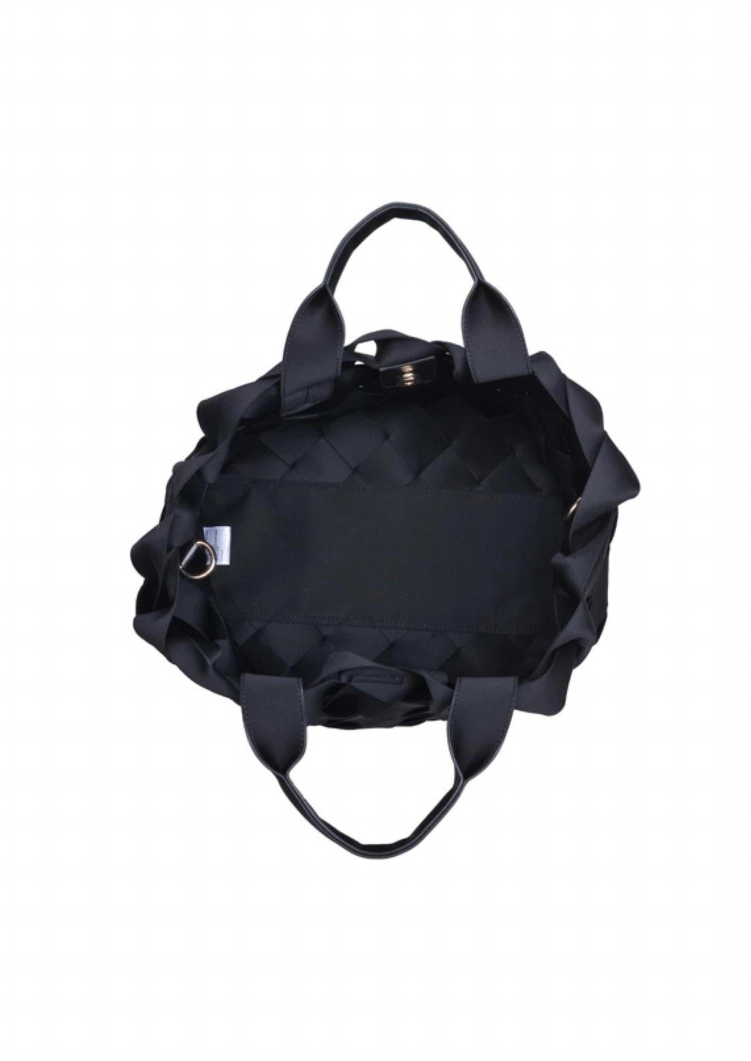 Urban Expressions Women's Ruth Woven Neoprene Crossbody Tote in black - women's bag - detail view