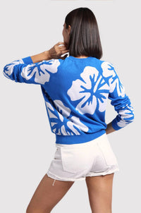Minnie Rose - Cotton Cashmere Hibiscus Reversible Crew Top