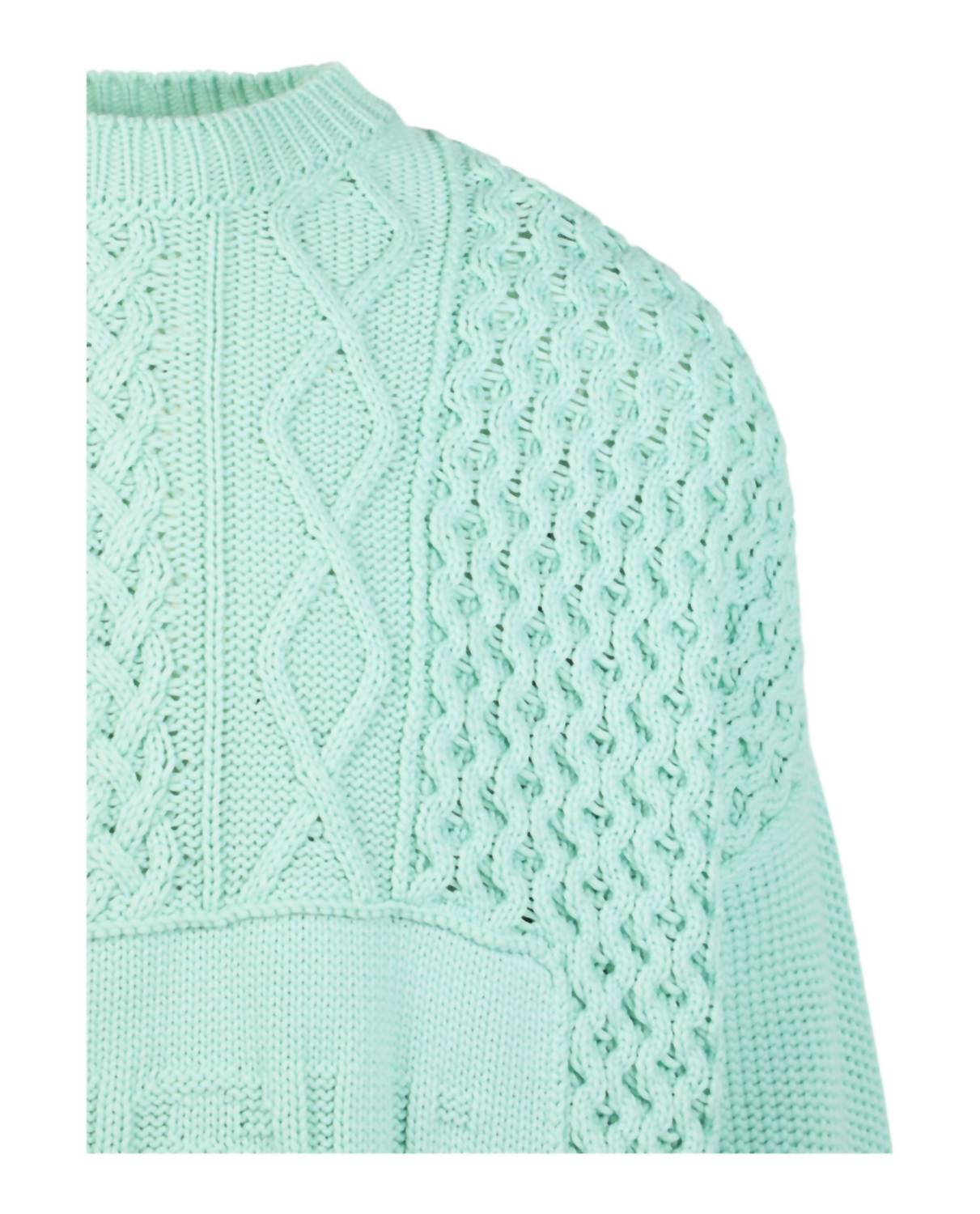Ambush Women's Patchwork Knit Crewneck Sweater in green - women's sweater - alternate view