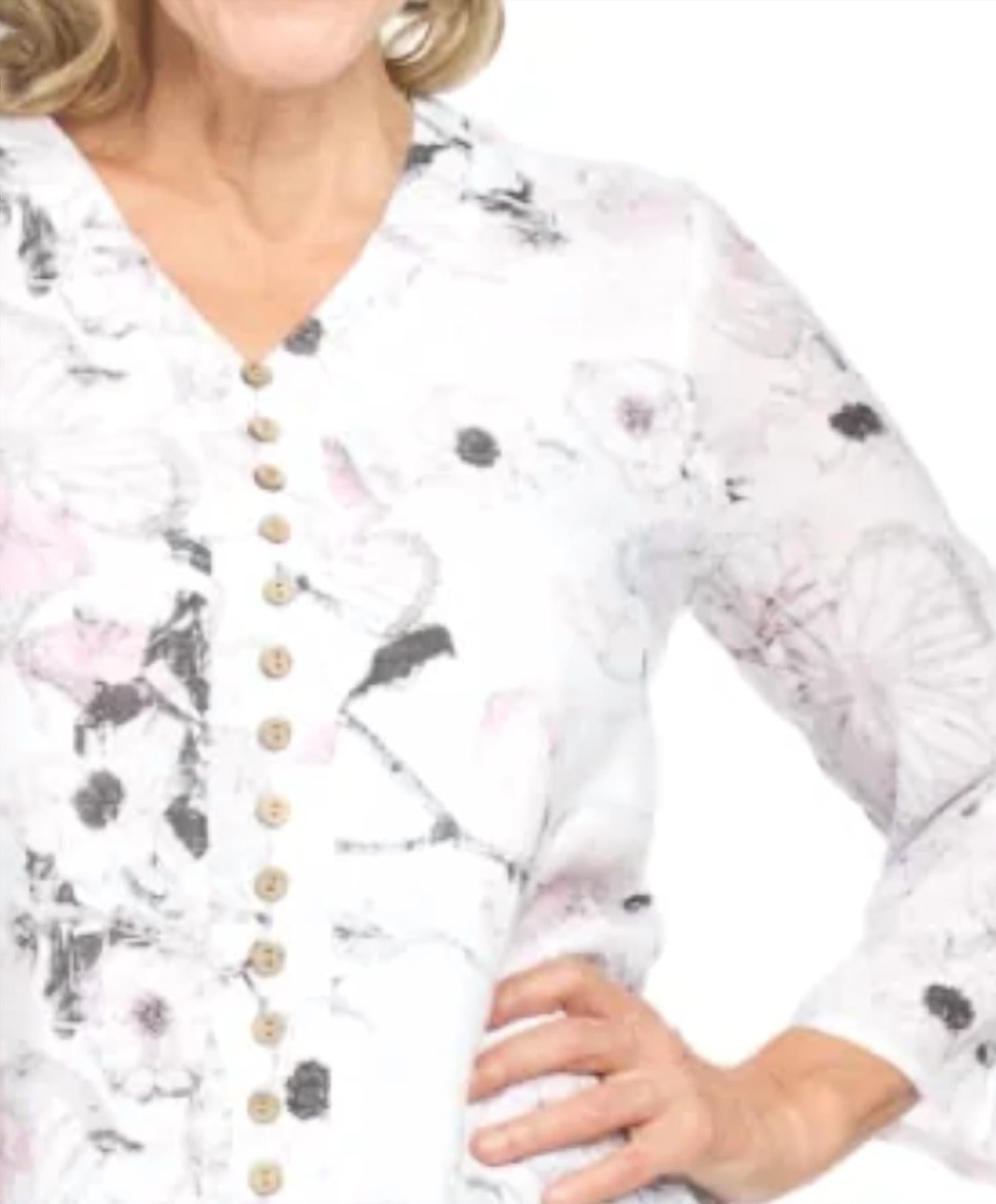 Papillon - Garden Print Layered Button Front Blouse