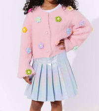 Lola + The Boys Girls' 3d Daisy Cardigan in rainbow - kids' sweater