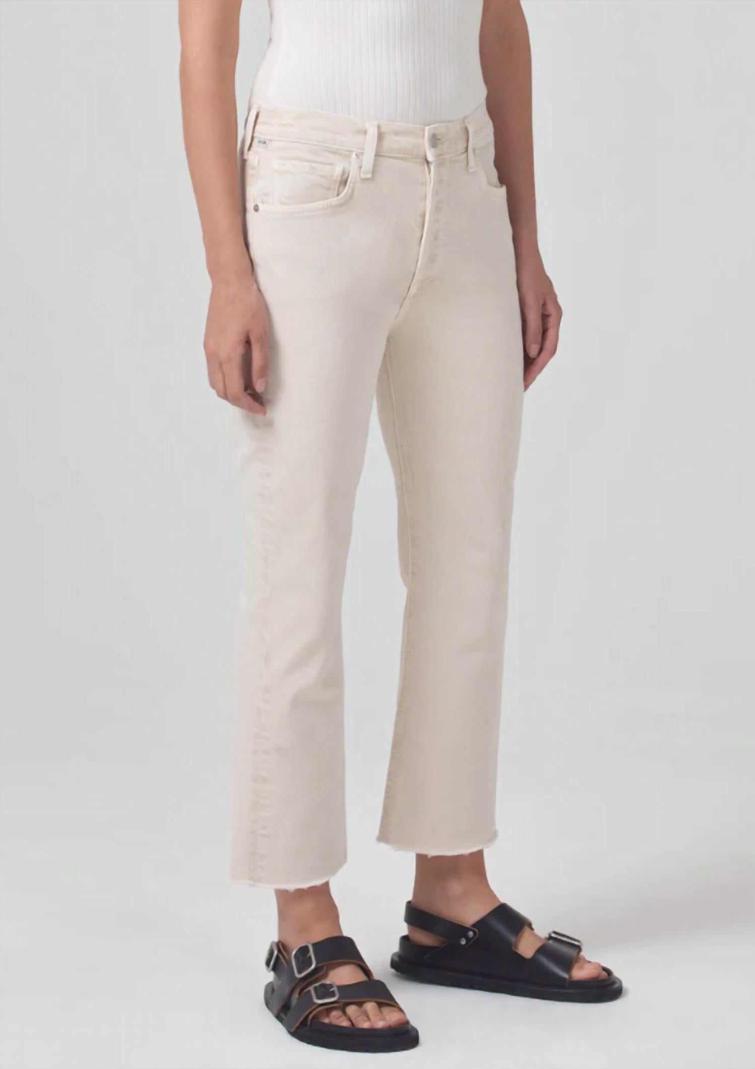 Citizens of Humanity Isola Zip Cropped Bootcut Jeans in almondette - women's pants - alternate view