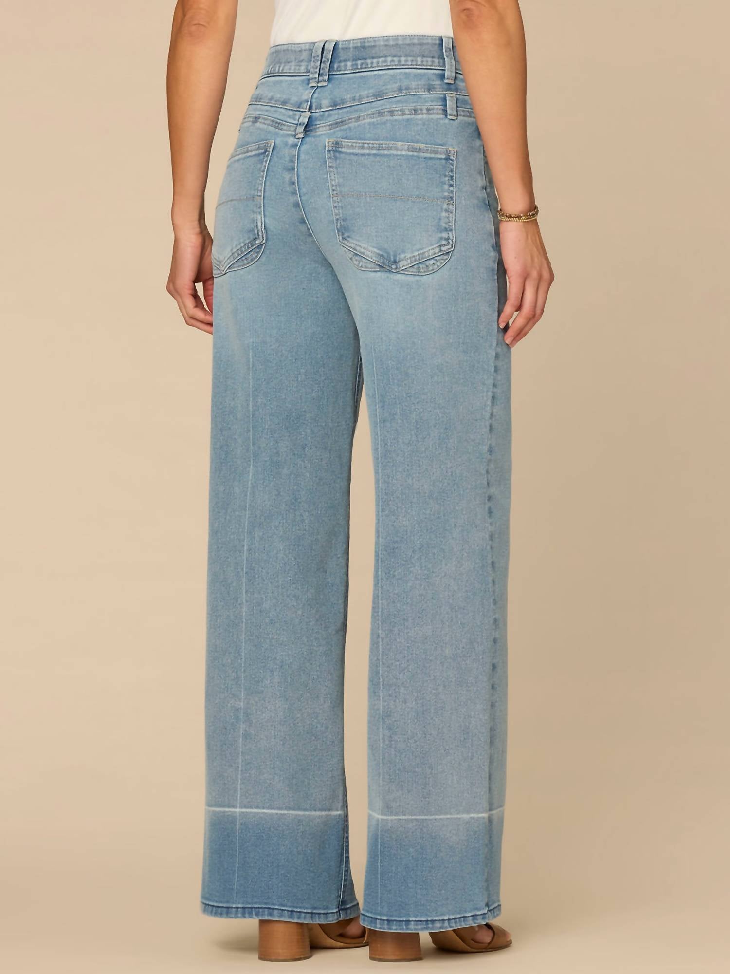Democracy - Skyrise Double V Yoke Wide Leg Jeans With Charm