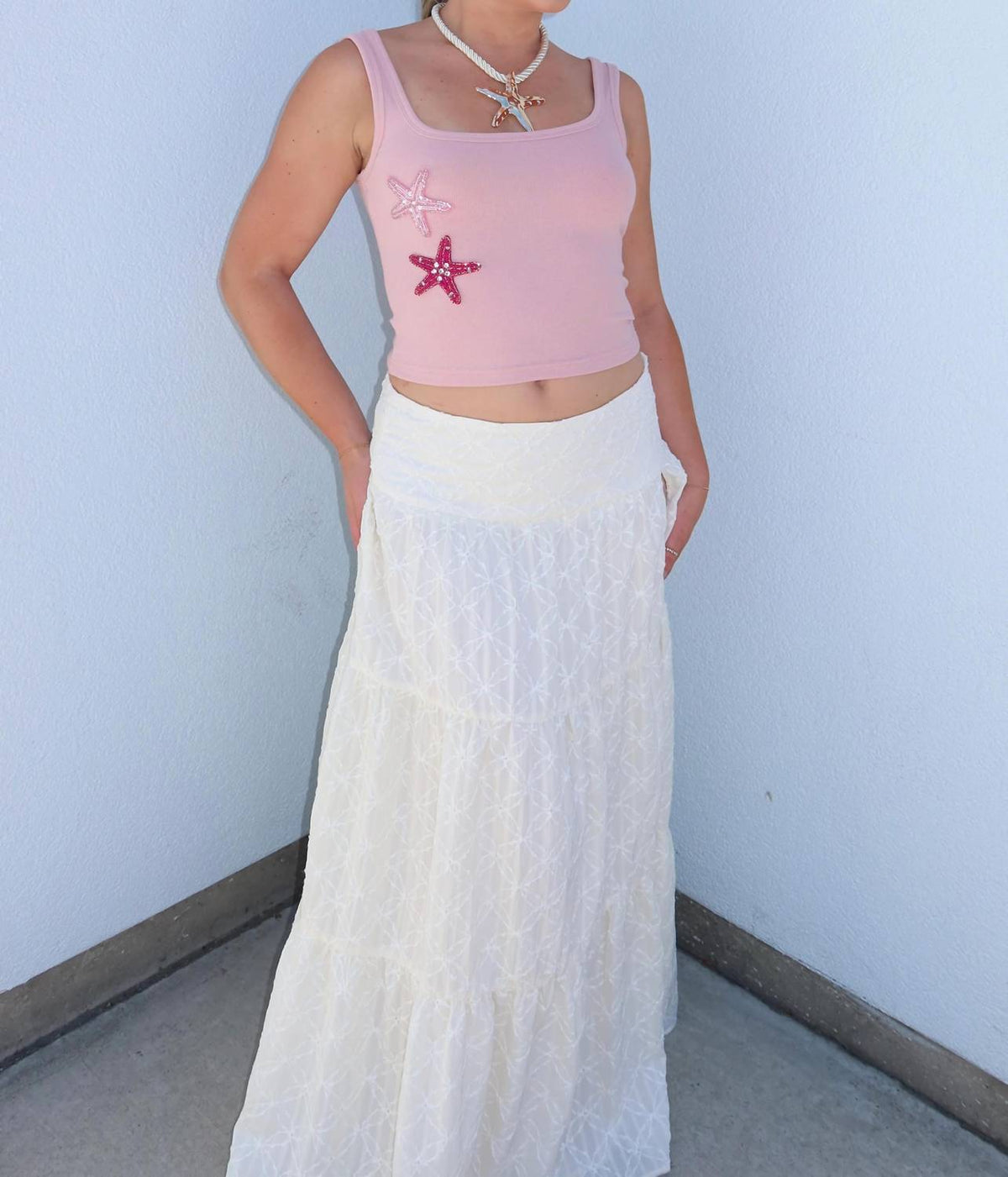 Pretty Garbage - Genesis Starfish Beaded Ribbed Tank