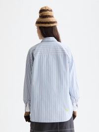 SCOTCH & SODA Embroidered Girlfriend Shirt in faded denim lavender - women's long sleeve top - detail view