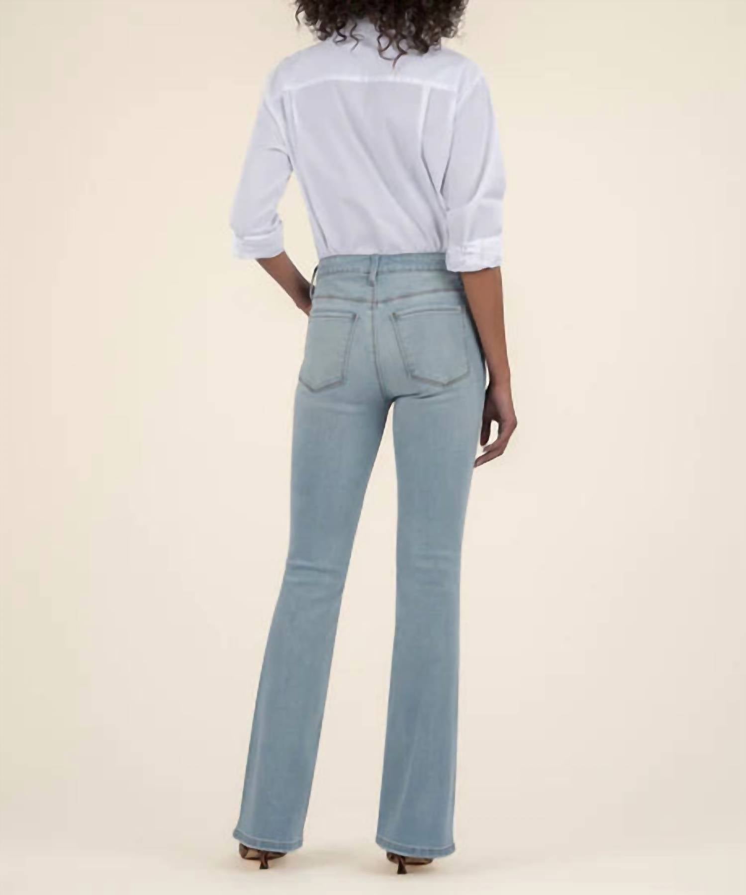 KUT FROM THE KLOTH Ana High Rise Fab Ab Flare Jeans in fun - women's jeans - detail view