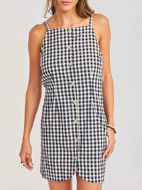 Sadie & Sage - Women's Mustang Gingham Buttoned Mini Dress