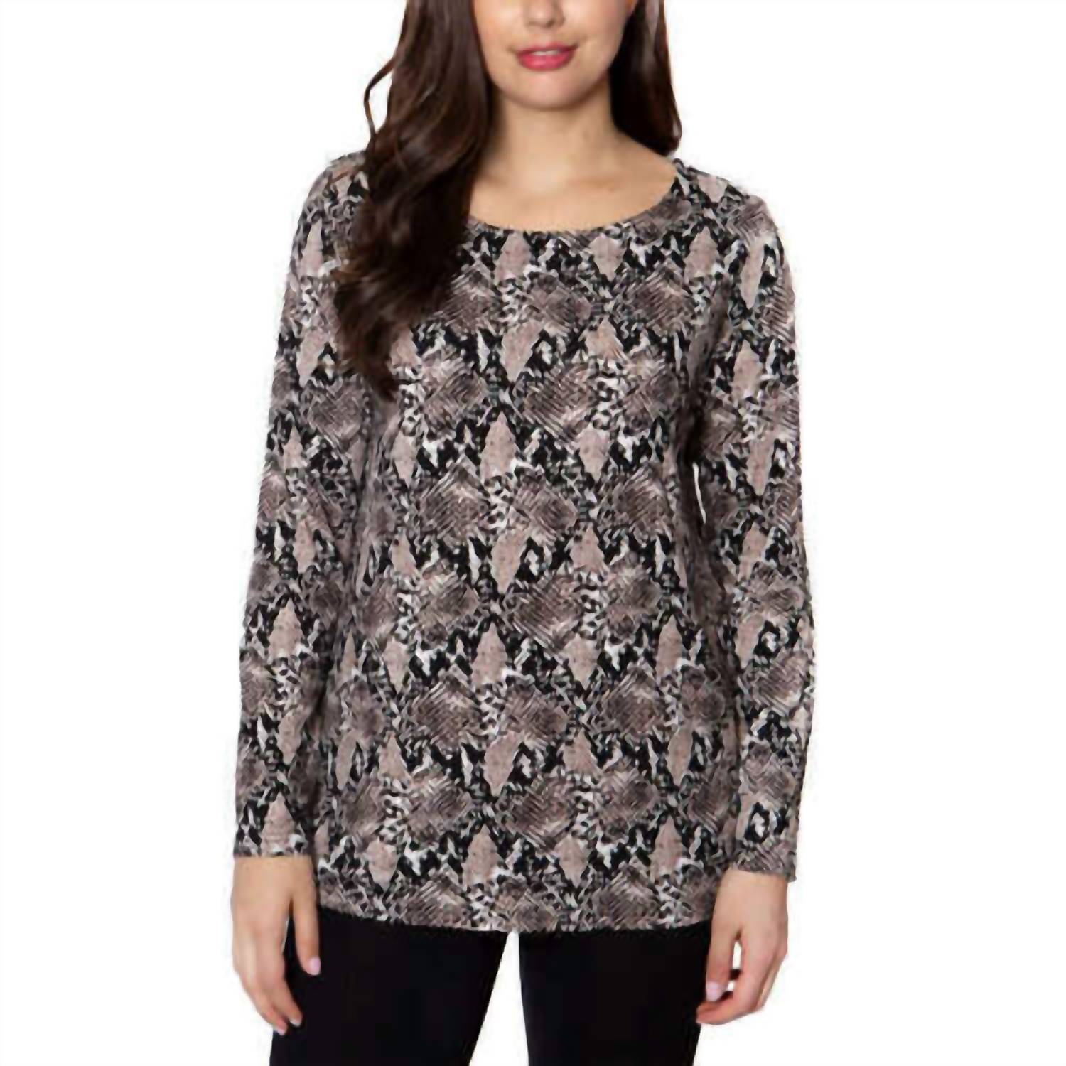 Mario Serrani - Women's Crewneck Animal Print Top