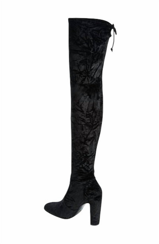 Stuart Weitzman - Womne's Vidaland Stretch Crushed Velvet Otk Boots