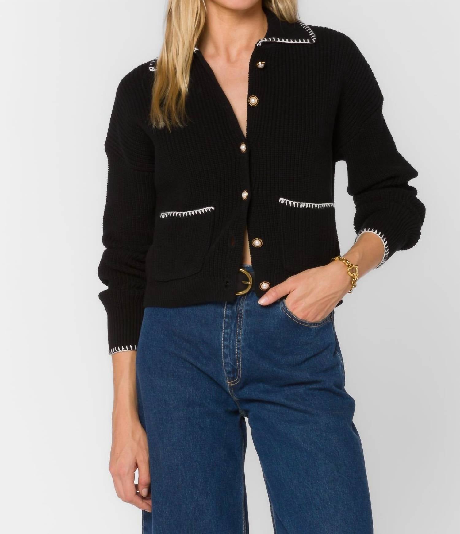 Velvet Heart Brantley Cardigan in black - women's cardigan