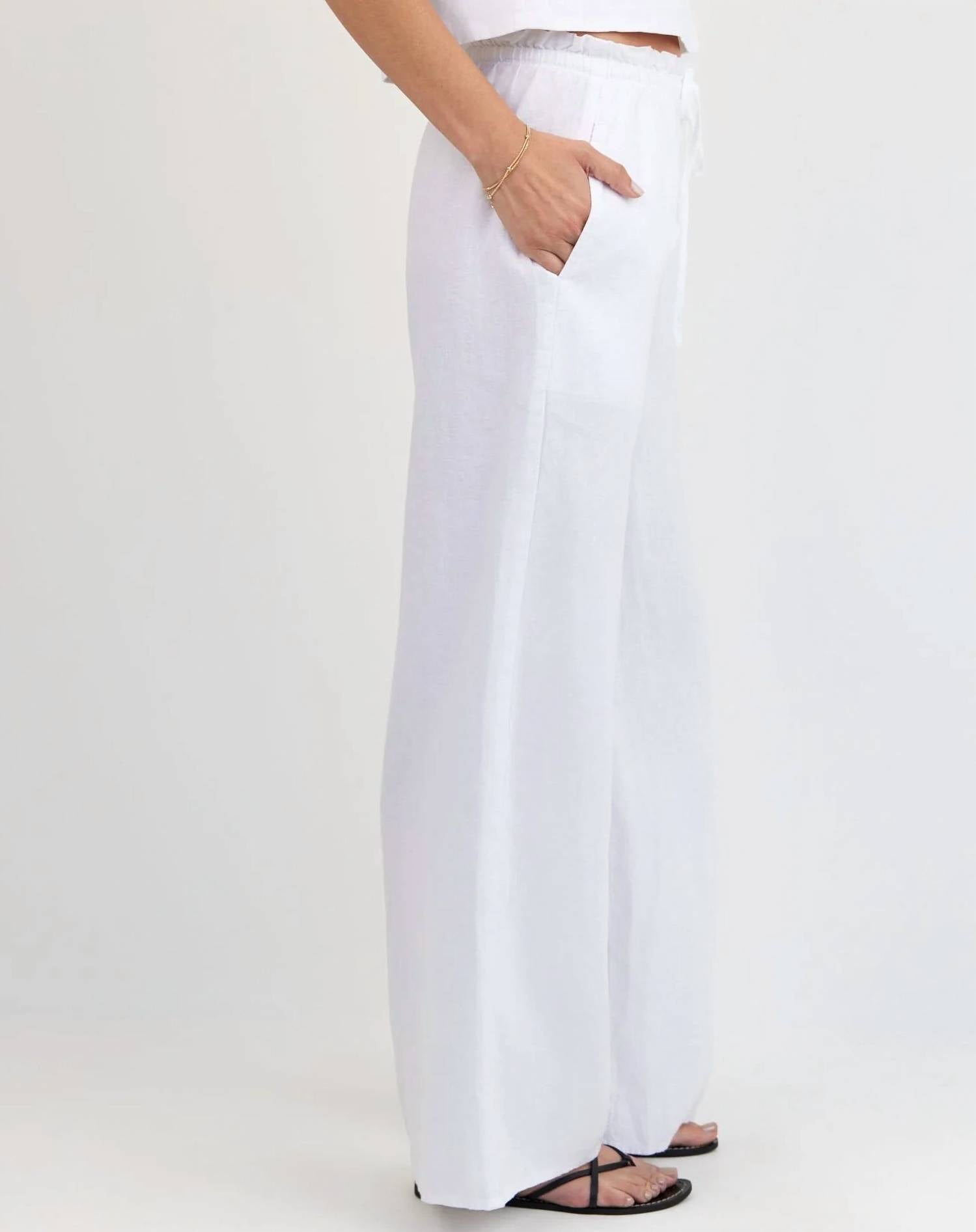 Bella Dahl - Women's Ruffle Waist Wide Leg Pant