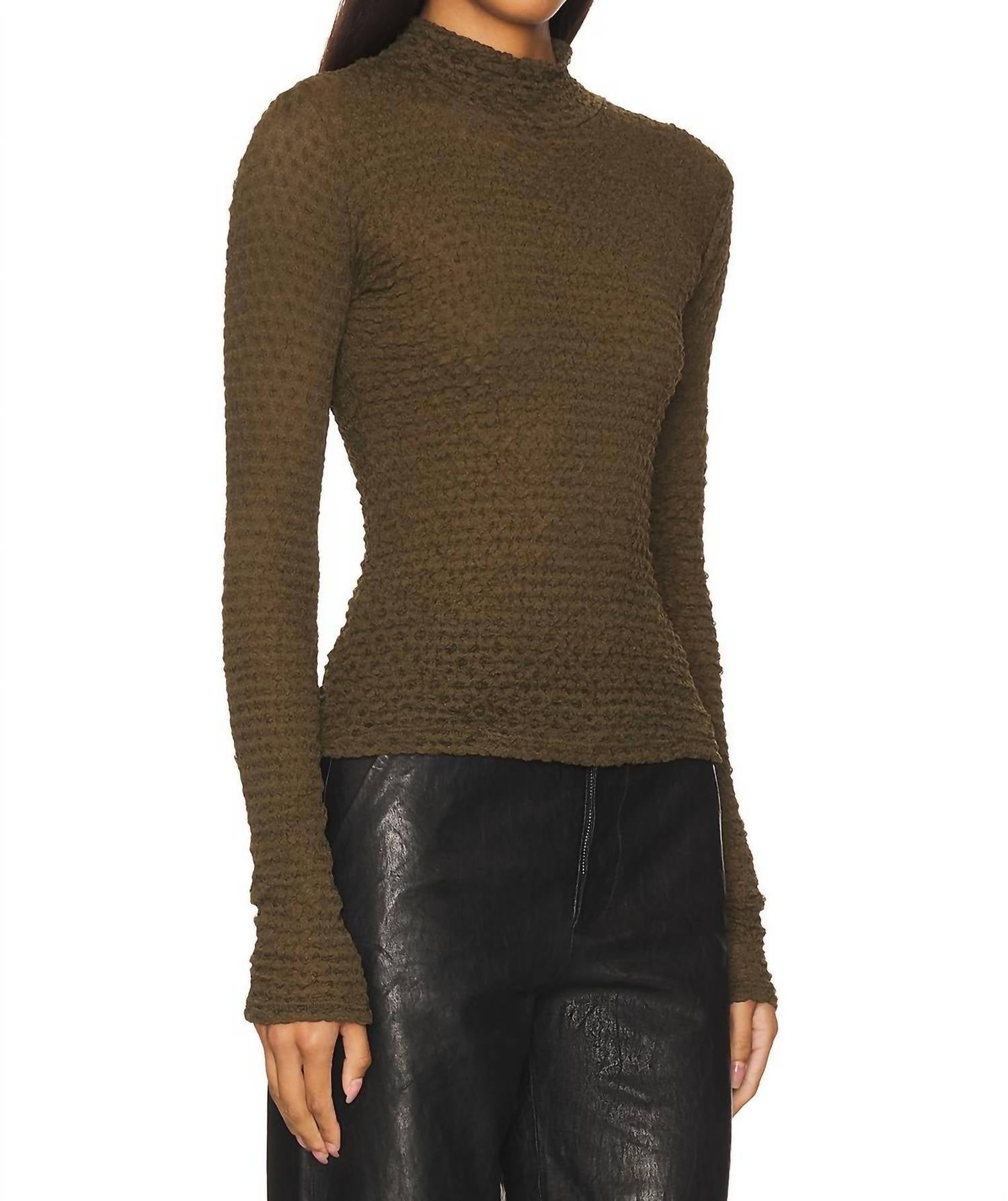 Frame - Mesh Lace Turtleneck Top