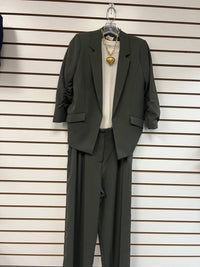 SKIES ARE BLUE Wide Leg Tailored Pants in olive - women's pants - alternate view