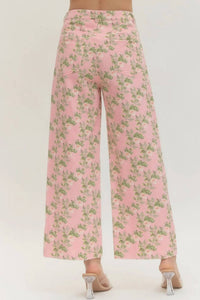 Entro - Floral Print Wide Leg Jeans
