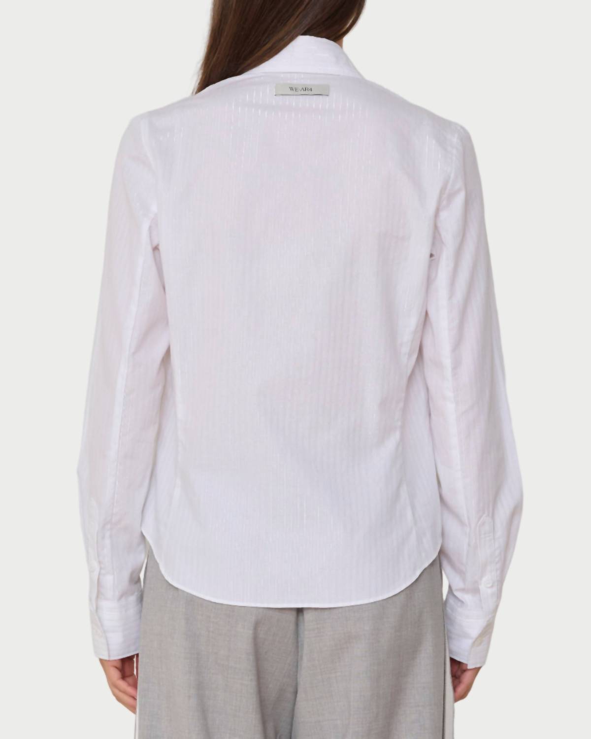 WE-AR4 Rebel Shirt Top in white - women's long sleeve top - detail view