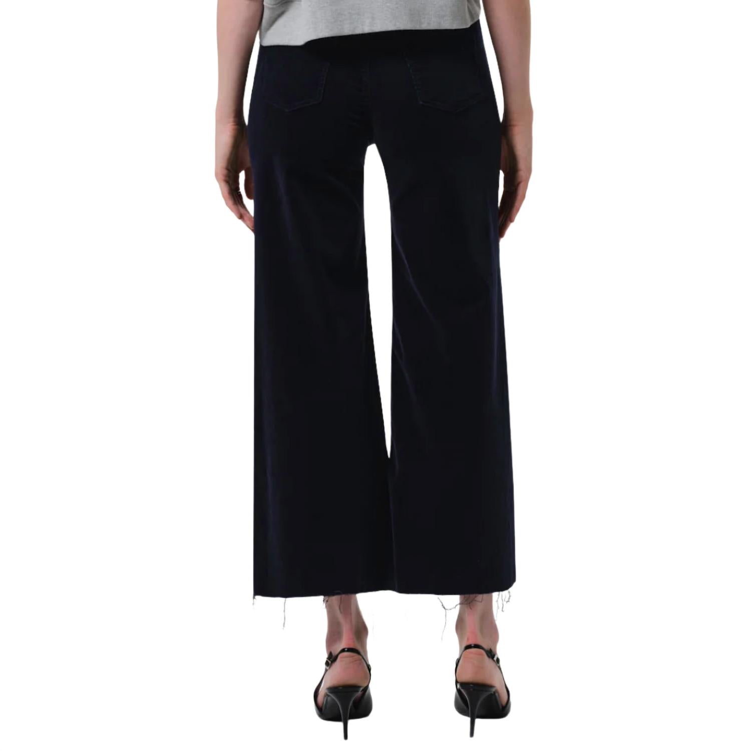 Citizens of Humanity Lyra Crop Wide Leg Crop Corduroy Jeans in navy - women's pants - view 4
