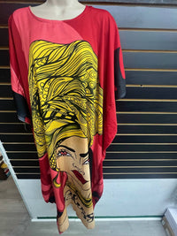 NF Women's Mavis Kaftan Dress in red multi - women's dress