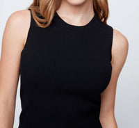 Renuar Sleeveless Knit Sweater in black - women's sweater - view 4