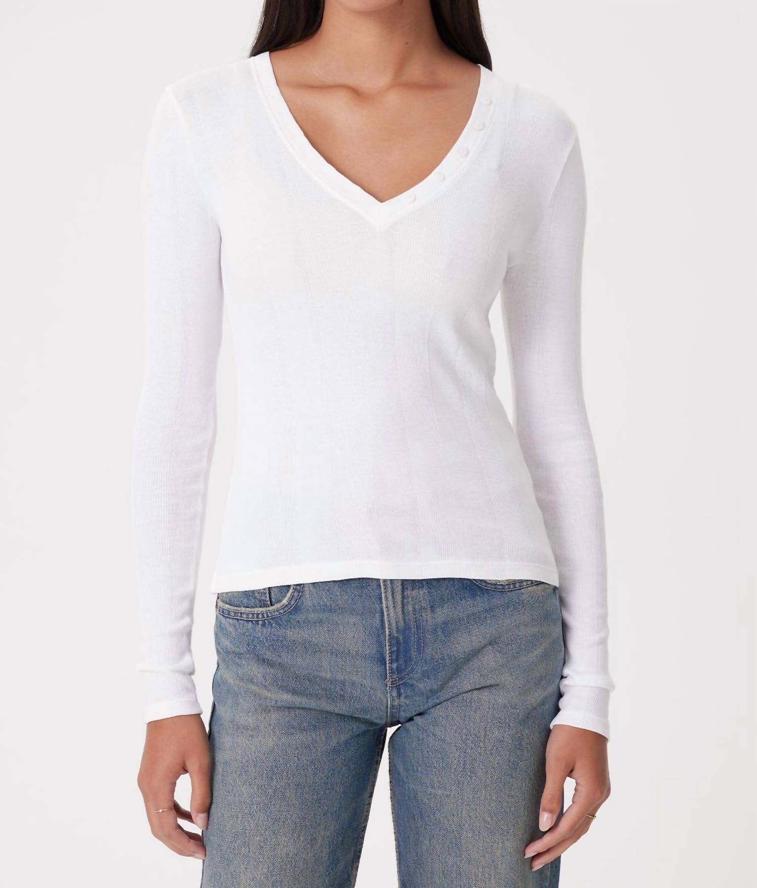 GOLDIE Women's Valerie Top in white - women's long sleeve top
