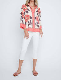 Renuar Bloom Garden Blouse in coral - women's blouse - view 4