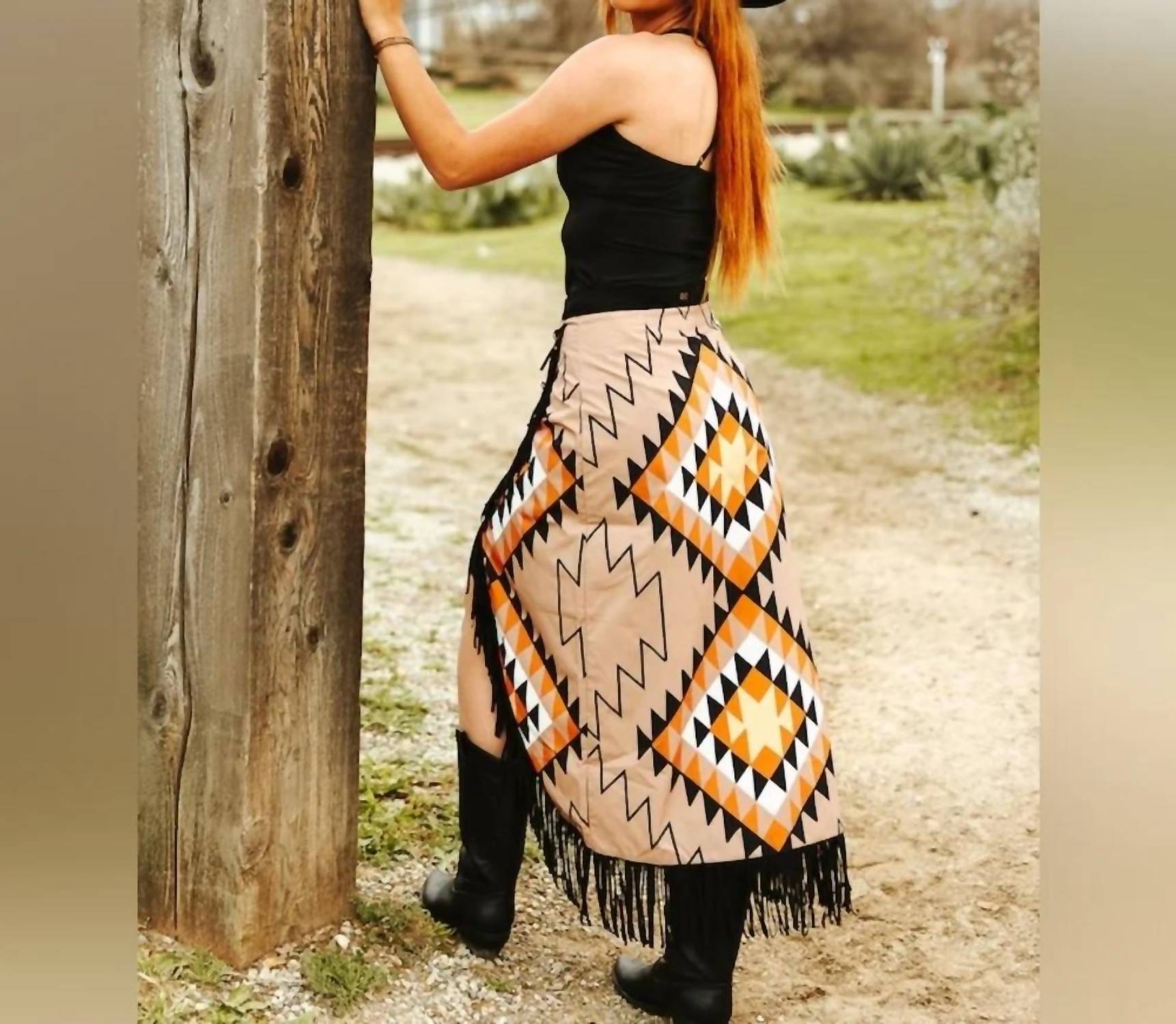 Lucky & Blessed - Aztec Asymmetric Skirt