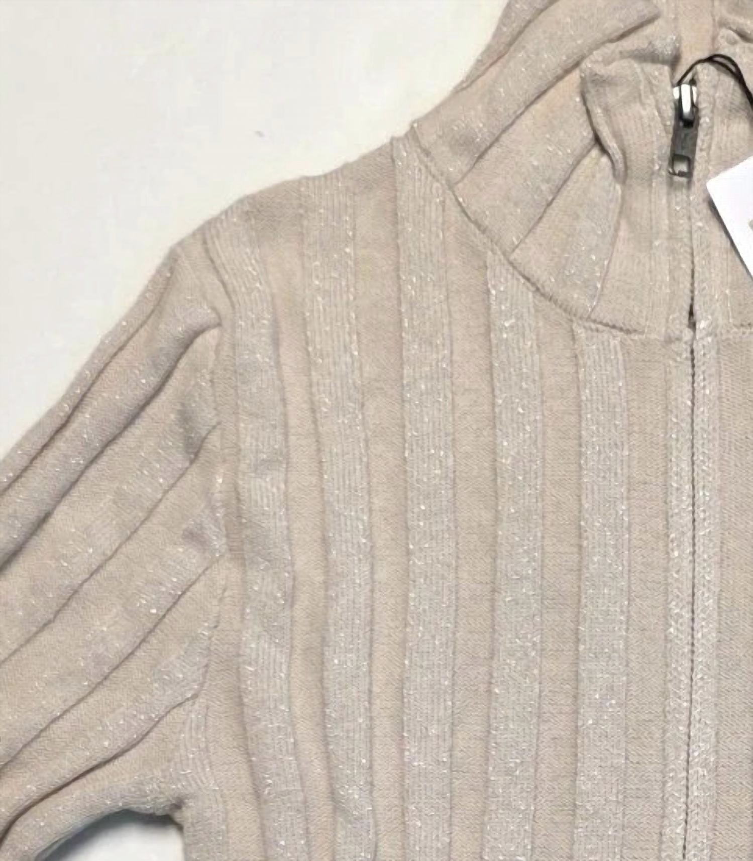 Pure Amici - Women's Ribbed Zippered Sweater